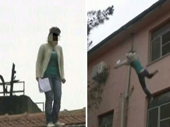 'Babam için' dedi, çatıdan atladı