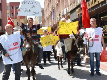 CHP'lilerden eşekli zam eylemi!