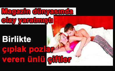 Birlikte ��plak pozlar veren �nl� �iftler