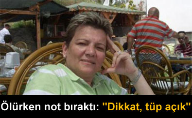 �l�rken not b�rakt�: "Dikkat t�p a��k"